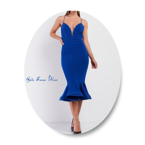Lady in Royal Blue Mermaid Flare Tail Dress - Picture 5 of 6